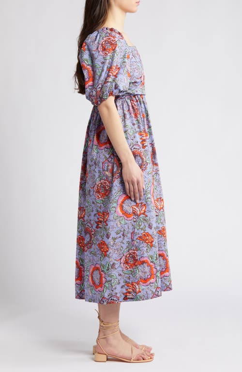 Shop Cleobella Darlene Floral Organic Cotton Poplin Midi Dress In Manika Print