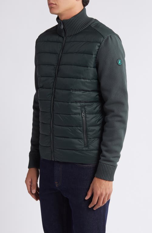 Save The Duck Sedum Mixed Media Hybrid Jacket In Green Black