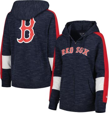 Women's Fanatics Branded Heather Navy/Red Boston Red Sox City Ties Hoodie Full-Zip Sweatshirt