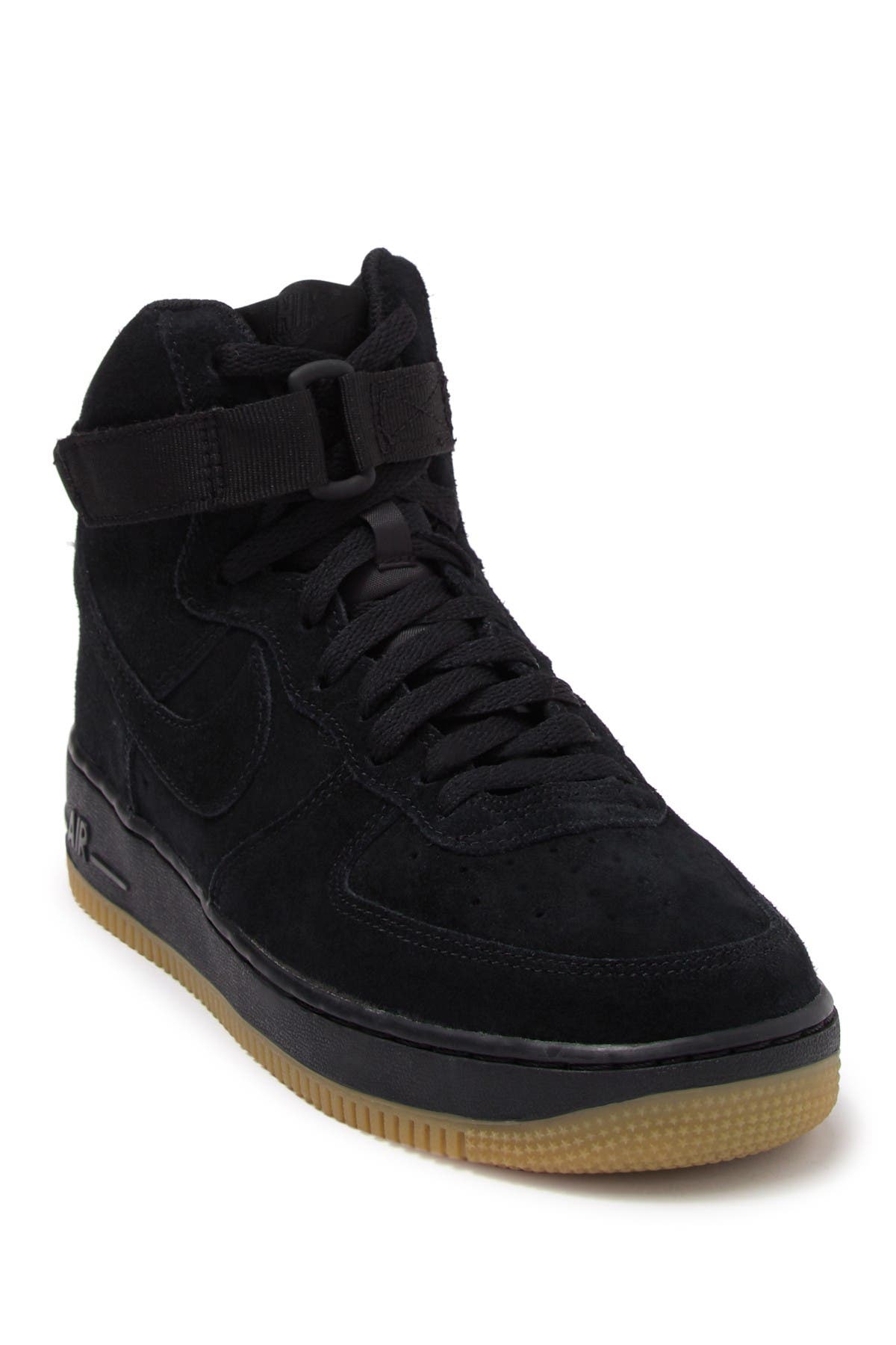 black suede high top air force ones