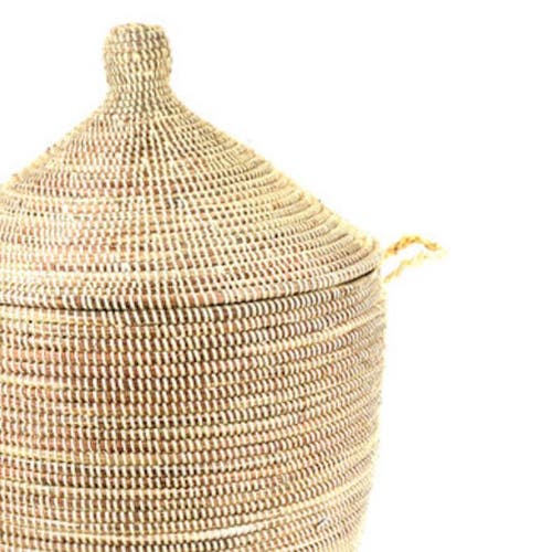 Mbare Dou Lid Storage Basket Monochrome Low Storage In Natural
