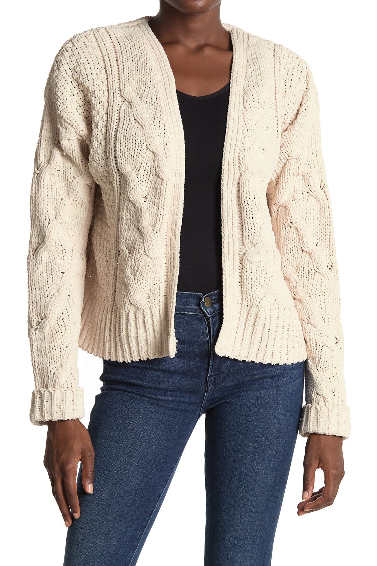 chenille cable knit cardigan