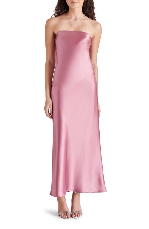 Shop Steve Madden Jessamine Strapless Stretch Satin Dress In Mauve Shadows