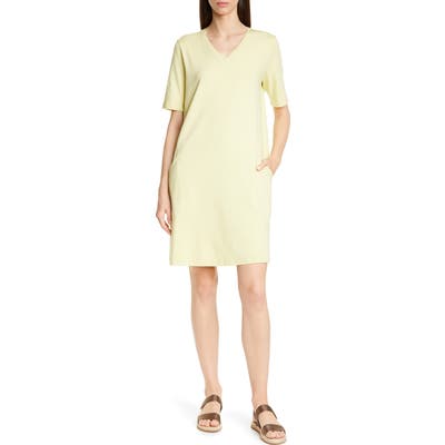 Eileen Fisher Stretch Cotton A-Line Dress, Green