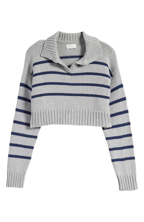 Shop Pacsun Callie Stripe Crop Polo Sweater In Heather Gray