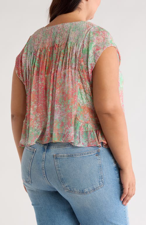 Joie Thana Short Sleeve Silk Top In Greenbriar Multi