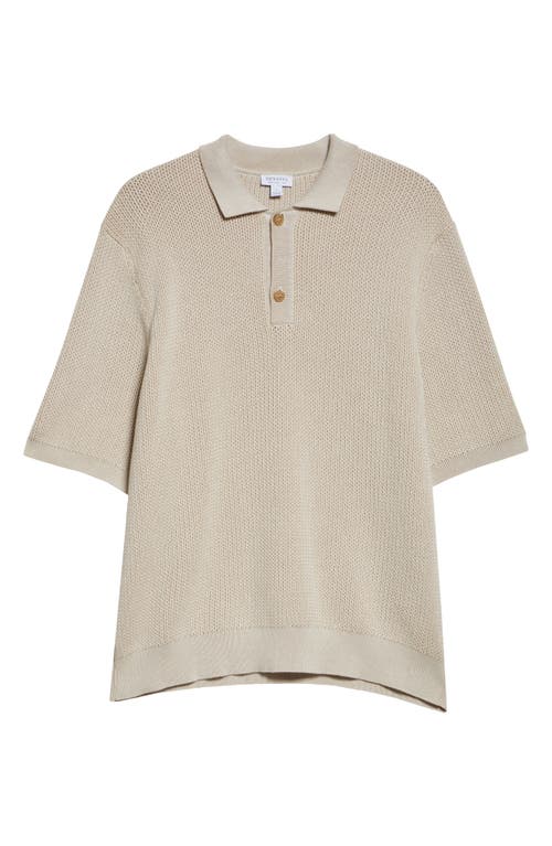 Shop Sunspel Melrose Textured Knit Polo In Ecru