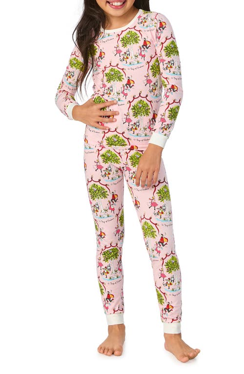 Shop Bedhead Pajamas Kids' Festive Print Fitted Two-piece Pajamas In Twelve Days Of Christmas