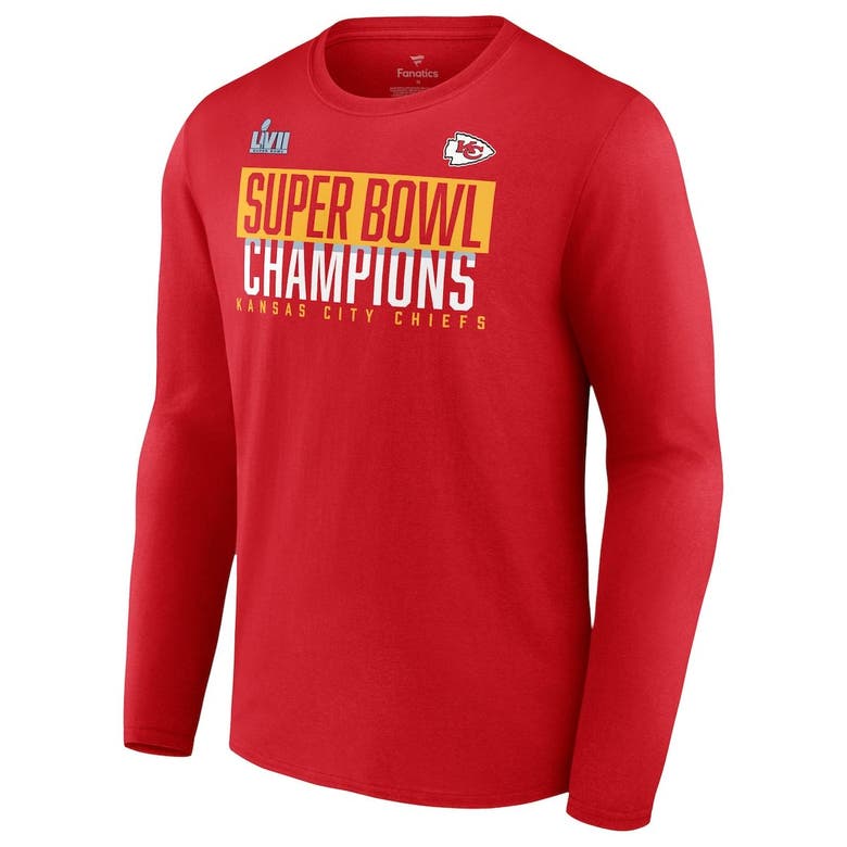 FANATICS FANATICS BRANDED RED KANSAS CITY CHIEFS SUPER BOWL LVII CHAMPIONS BIG & TALL FOAM FINGER LONG SLEEVE