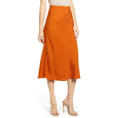 Leith Bias Cut Midi Skirt, Brown