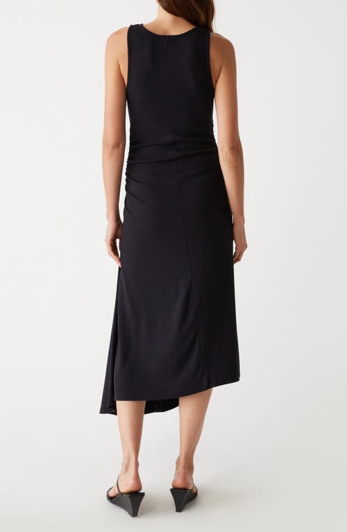 Shop Michael Stars Perez Asymmetric Sleeveless Midi Dress In Black