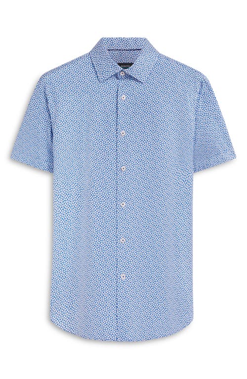 Bugatchi Miles Ooohcotton® Abstract Print Short Sleeve Button-up Shirt In Aqua