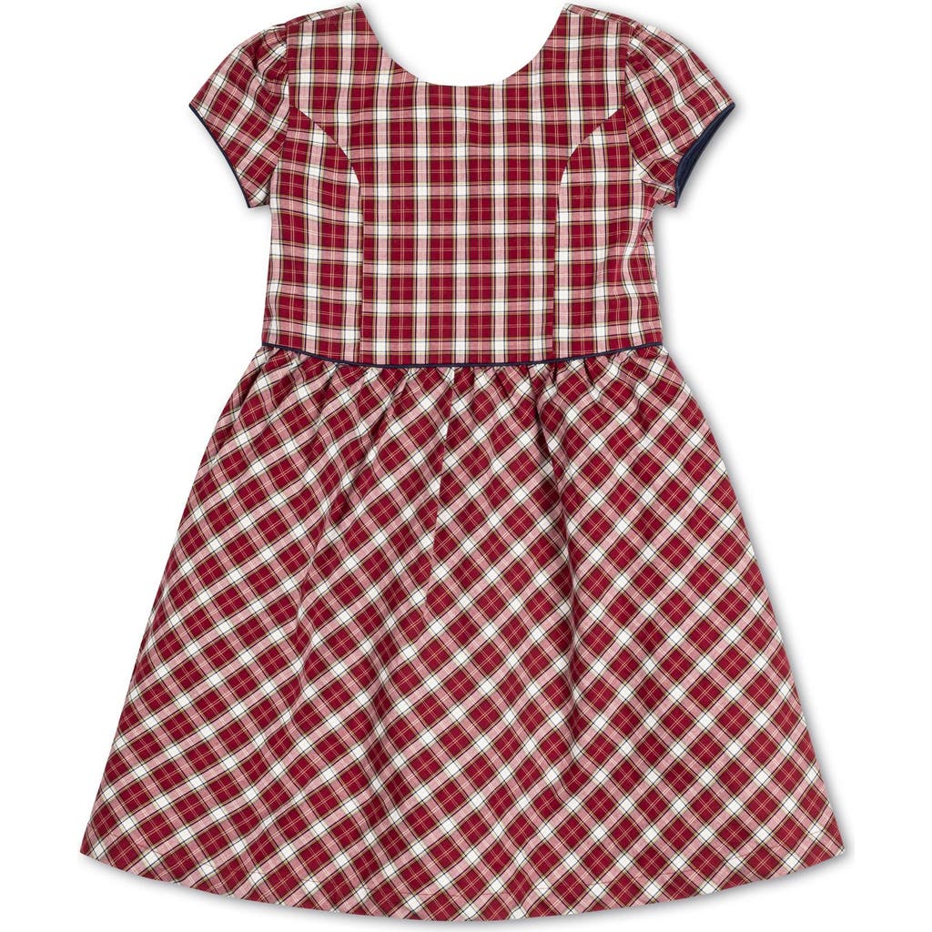 Hope & Henry Baby Girls' Organic Short Sleeve Schoolgirl Dress, Infant In Dark Red Collegiate Check