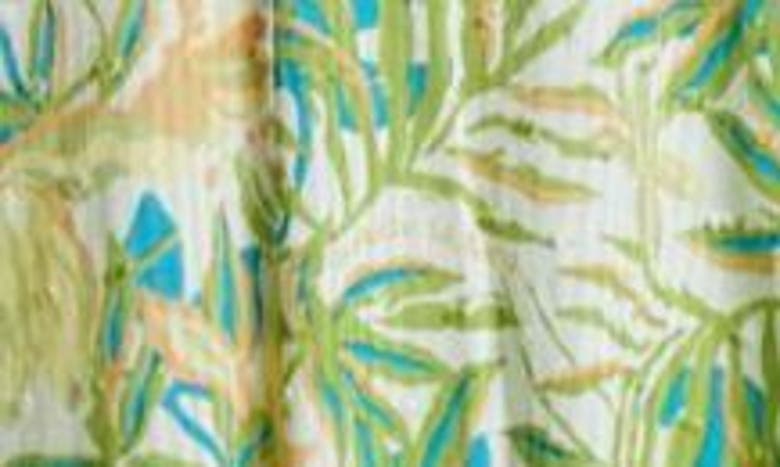 Shop Poupette St Barth Nava Print Fringe Cover-up Maxi Dress In Green Orchid Ocn