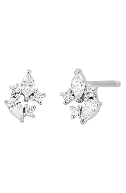 Bony Levy Getty Floral Diamond Stud Earrings in 18K White Gold at Nordstrom