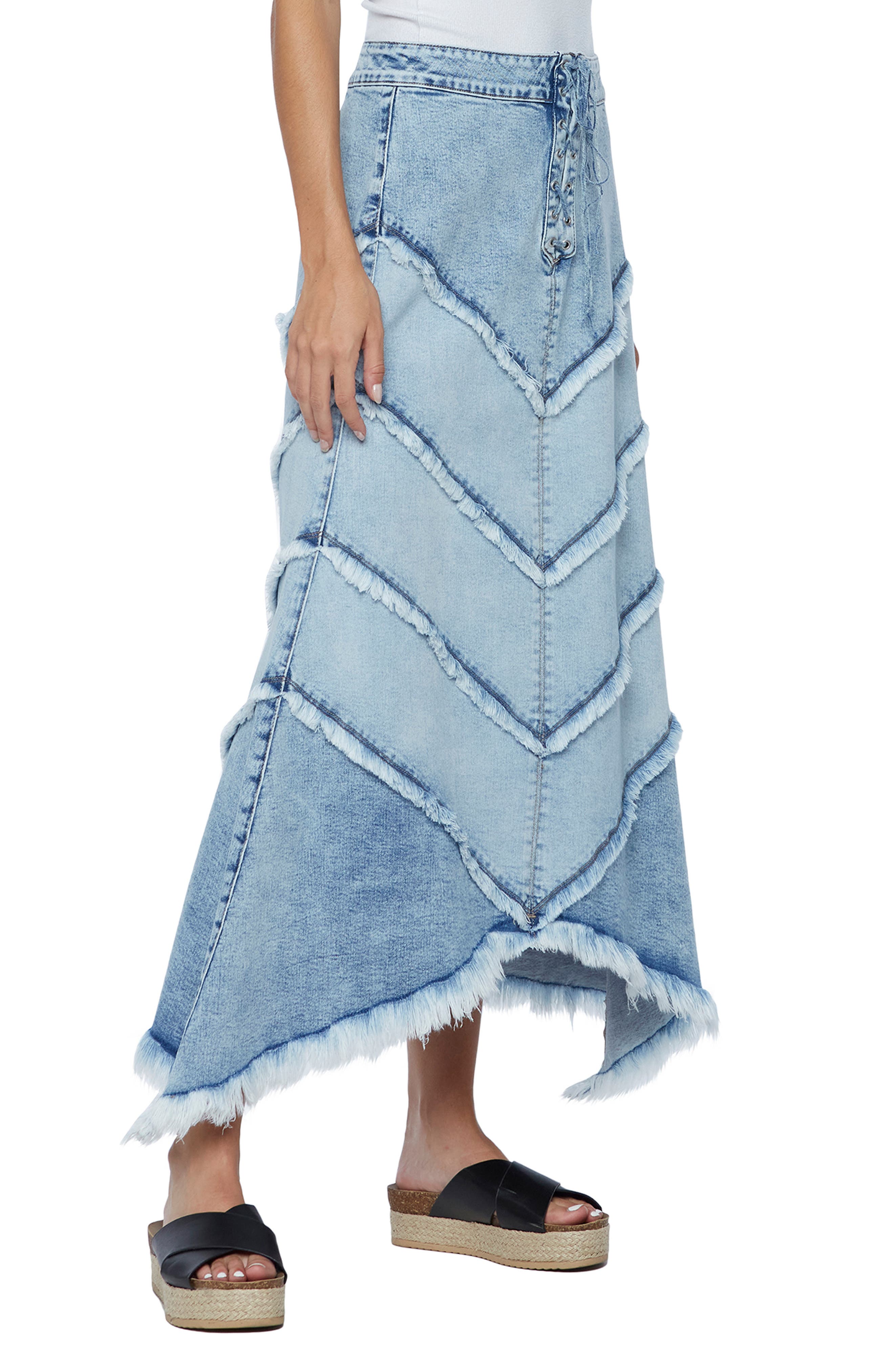 Wash Lab Denim Chevron Denim Maxi Skirt Nordstrom