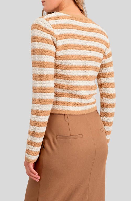 BLU PEPPER BLU PEPPER STRIPE BUTTON FRONT CROP CARDIGAN 
