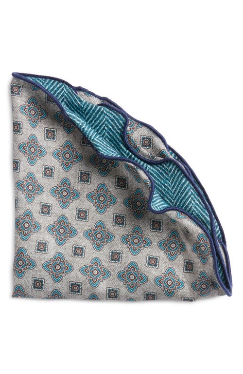 EDWARD ARMAH EDWARD ARMAH QUATREFOILE HERRINGBONE REVERSIBLE SILK POCKET CIRCLE 