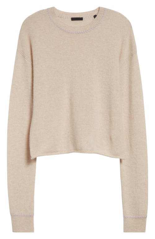 Shop Atm Anthony Thomas Melillo Whipstitch Trim Cashmere Sweater In Soft Oatmeal