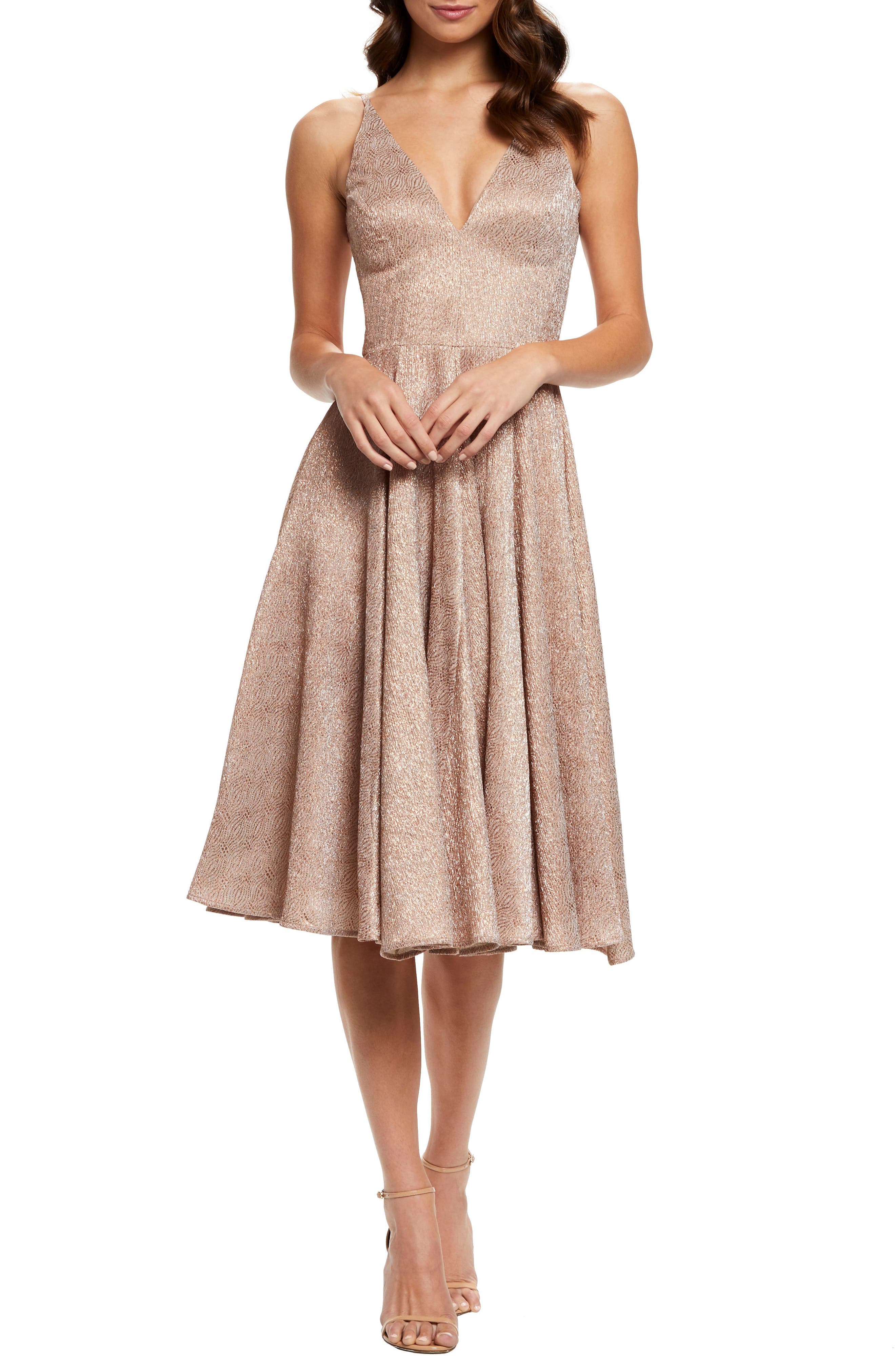 Dress The Population Delilah Plunging A-Line Party Dress, Pink