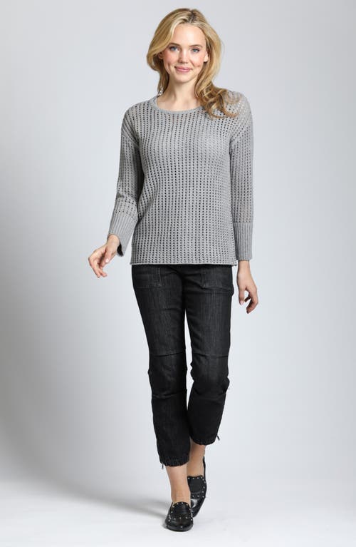 Shop Apny Open Stitch Scoop Neck Sweater In Silver Grey