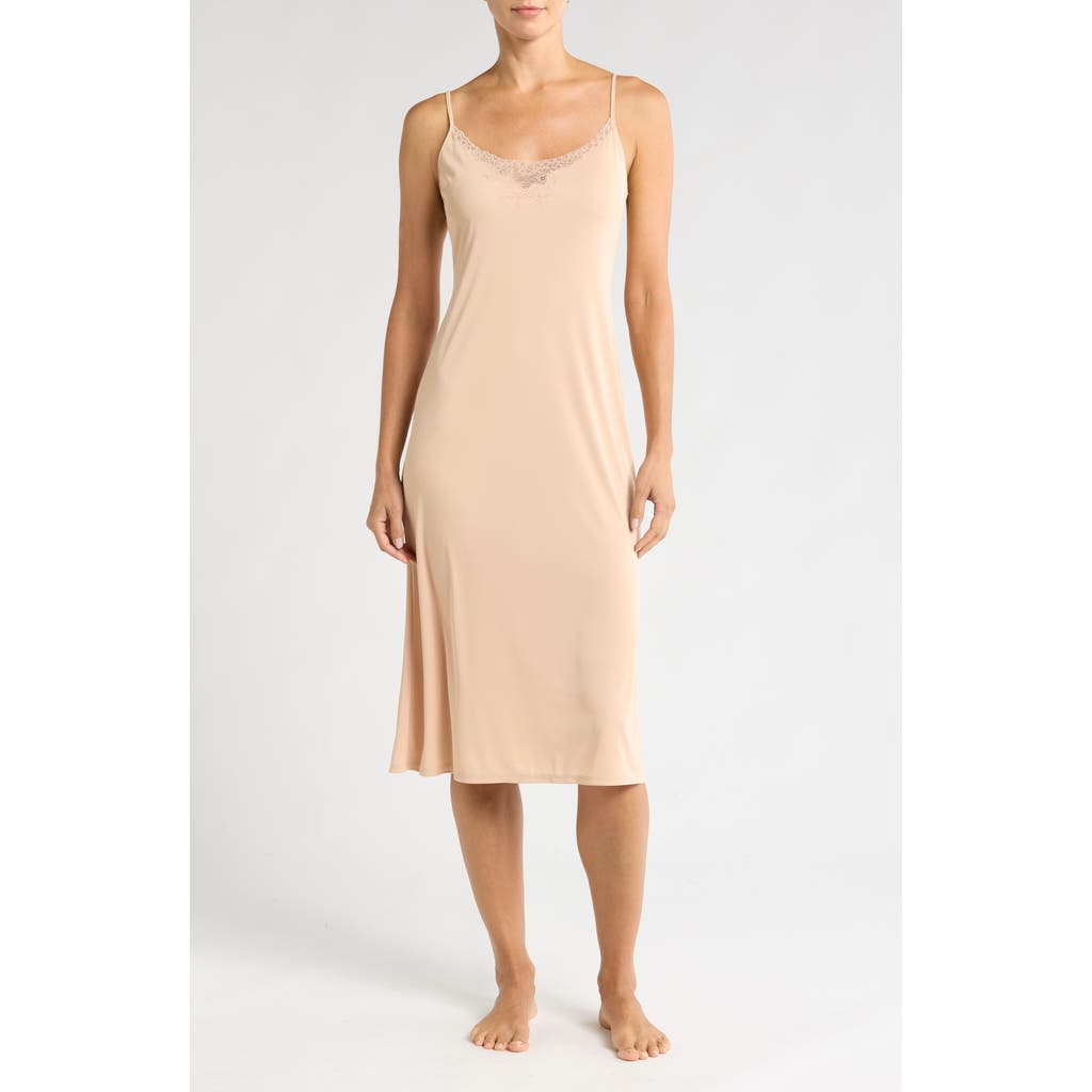 Natori Body Doubles Lace Trim Nightgown In Café