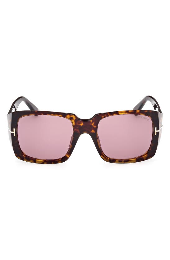 Tom Ford Ryder 51mm Square Sunglasses In Shiny Tokyo Tortoise / Rose
