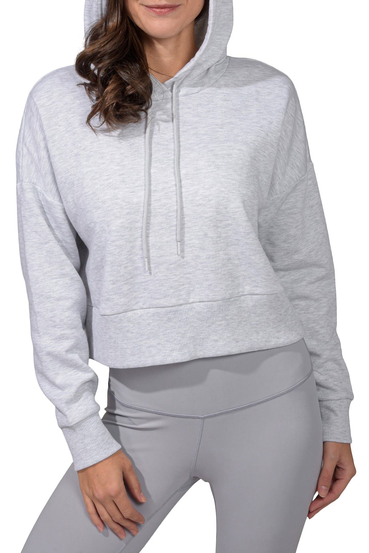 90 Degree By Reflex Brushed Knit Cropped Hoodie Nordstrom Rack