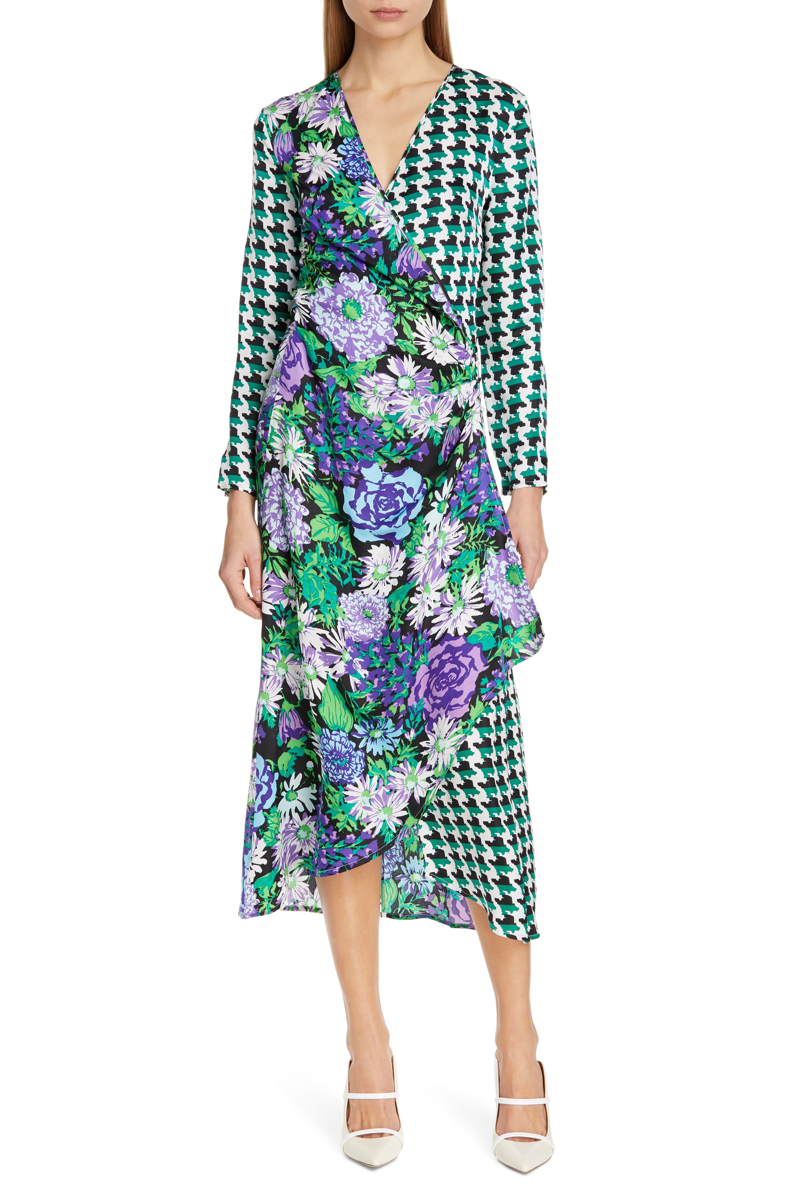 houndstooth wrap dress