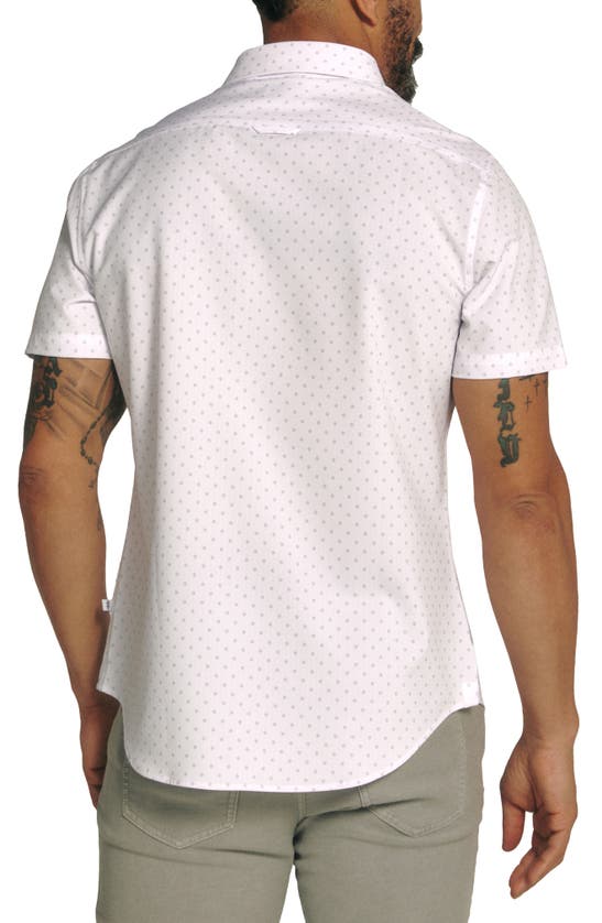 Shop 7 Diamonds Gareth Floral Dot Short Sleeve Performance Button-up Shirt In White