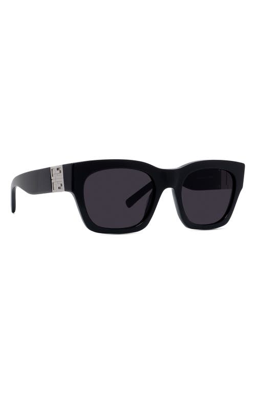 Shop Givenchy 4g 54mm Square Sunglasses In Shiny Black/smoke