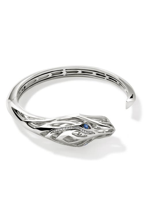 John Hardy Naga Diamond & Sapphire Bracelet in Silver at Nordstrom, Size Medium