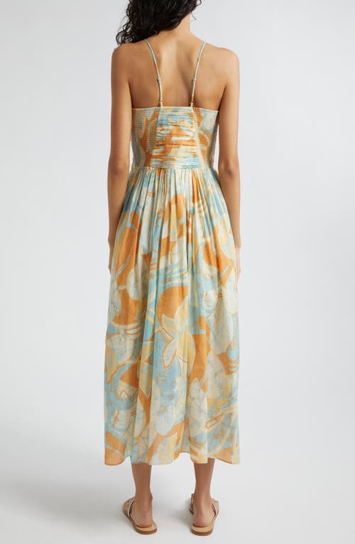 Shop A.l.c . Rumi Printed Cotton Midi Dress In Cumin/sea Glass