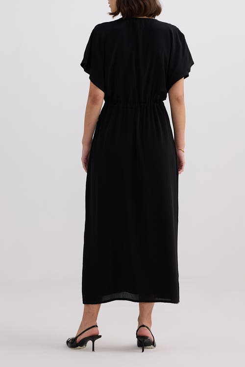 Reistor V-neck Gathered Maxi Dress In Black