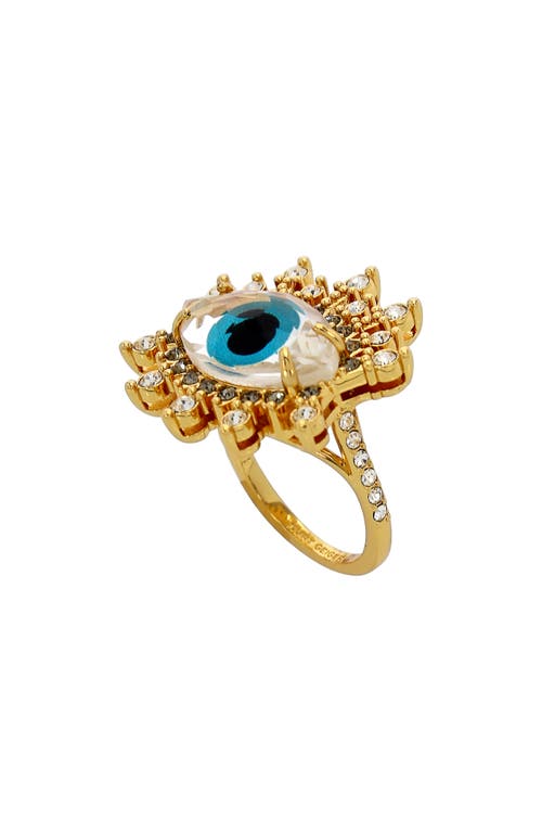 Crystal Evil Eye Cocktail Ring in Blue
