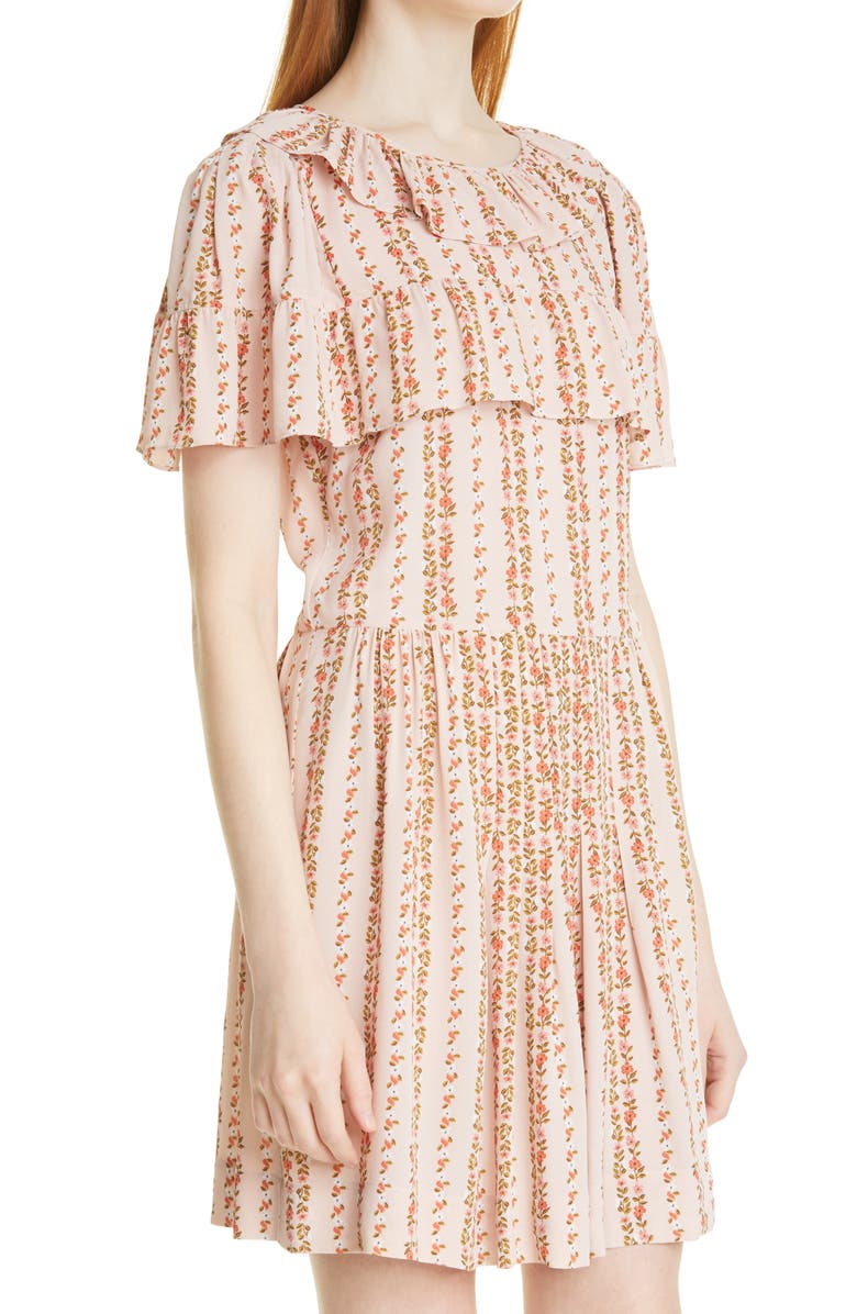 Chloe Floral Ruffle Cotton Blend Dress