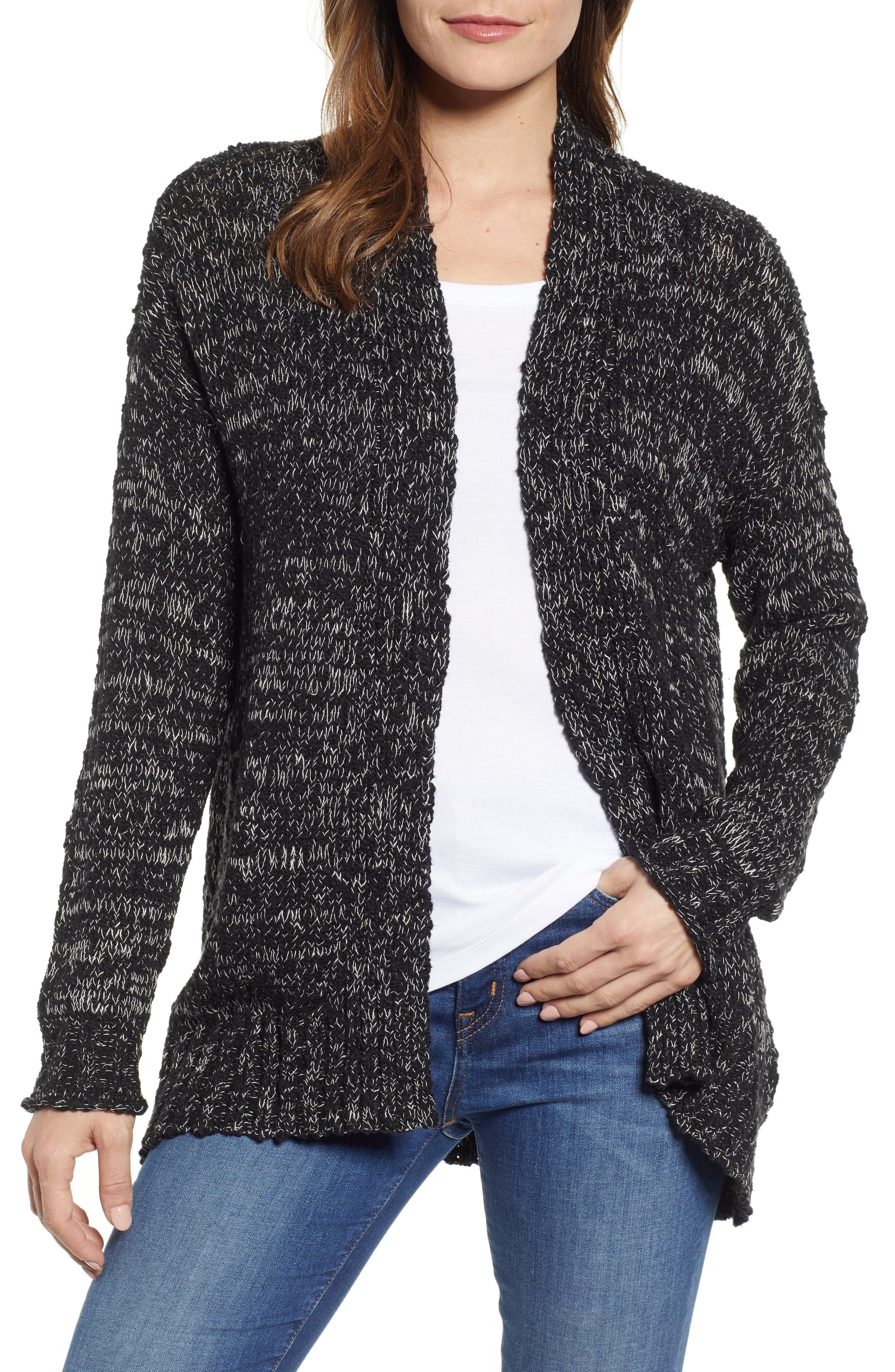 Caslon Easy Open Cardigan, Regular - Black