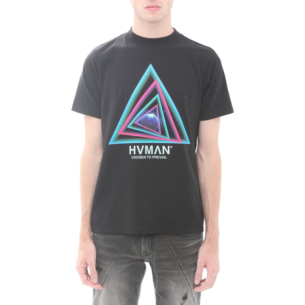 Shop Hvman Novelty Warp Speed Cotton Graphic T-shirt In Black