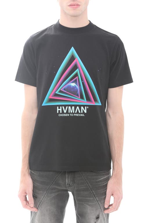 Shop Hvman Novelty Warp Speed Cotton Graphic T-shirt In Black