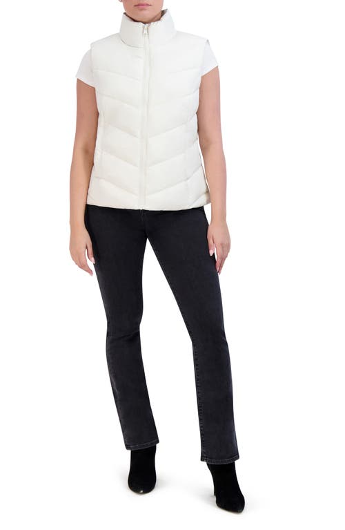 Cole Haan Women's Chevron Polyfill Zip Front Vest - White Size Large In Ivory