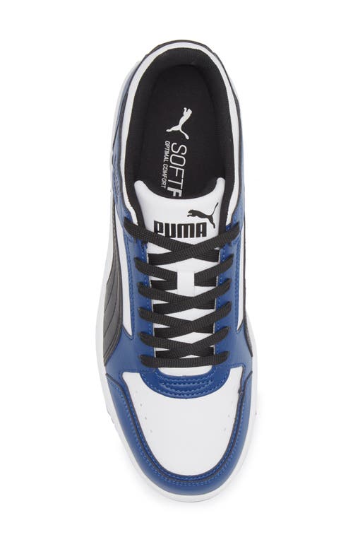 Puma Rebound Joy Low Top Sneaker In White- Black-blue