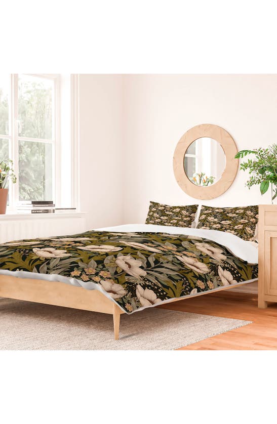 Deny Designs Floral Meadow Spring Green Duvet Cover & Shams Set In Green