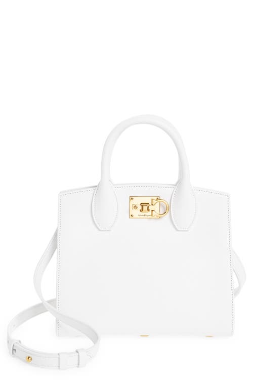 FERRAGAMO Studio Box Mini Leather Top-Handle Bag in Optic White at Nordstrom