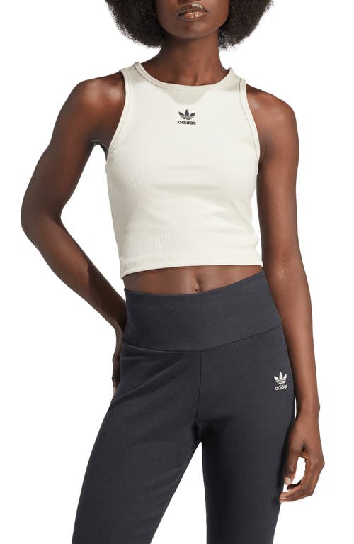 adidas Essentials Lifestyle Rib Crop Tank Top Wonder White at Nordstrom,