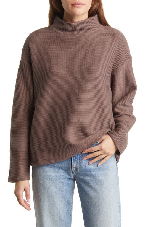 Madewell Mock Neck Drop Shoulder Cotton Sweater in Weathered Taupe