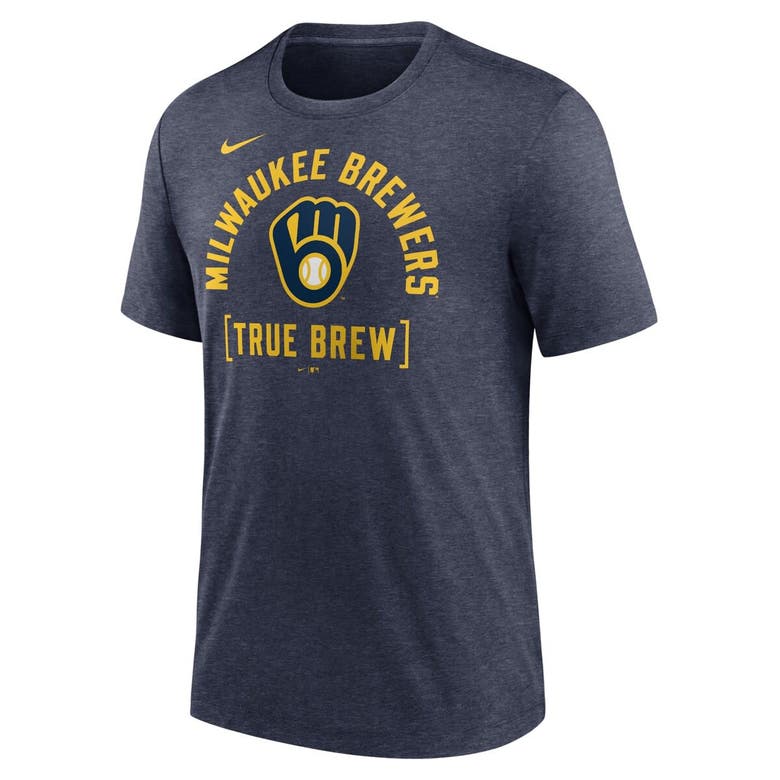 Shop Nike Heather Navy Milwaukee Brewers Swing Big Tri-blend T-shirt