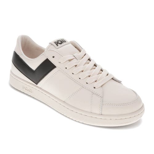 Pony Mens M-80 Low Genuine Leather Premium Lace Up Athletic Sneaker Shoe In Off White/black