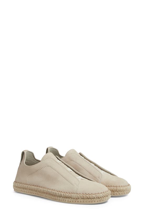 Zegna Triple Stitch Espadrille Slip-on Sneaker In White