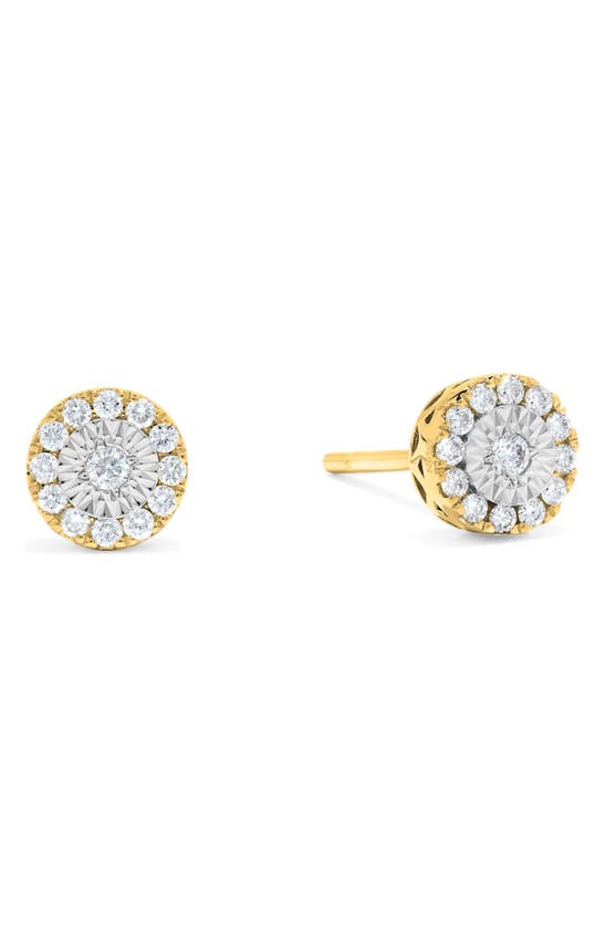 H.j. Namdar Miracle Diamond Halo Earrings In 14k Yellow And White Gold