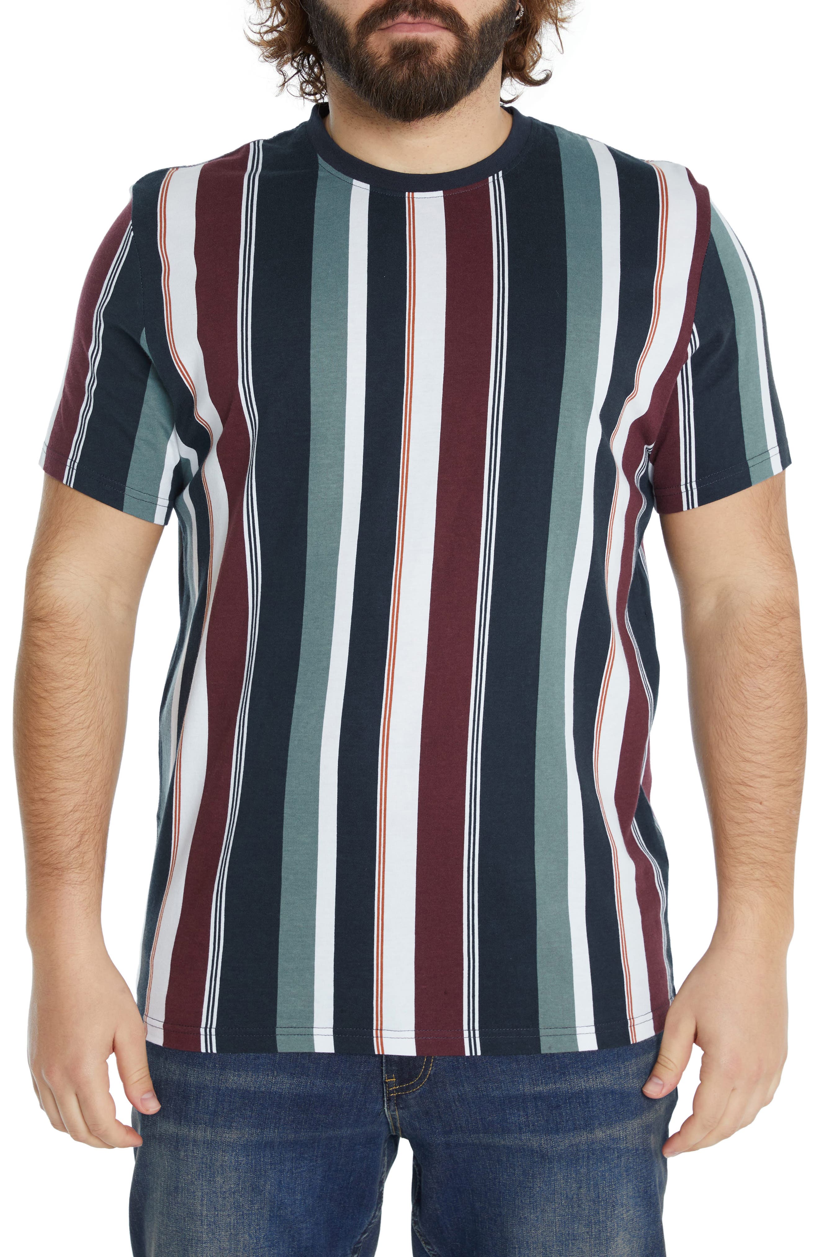 Johnny Bigg Brent Stripe Cotton T-Shirt in Sage